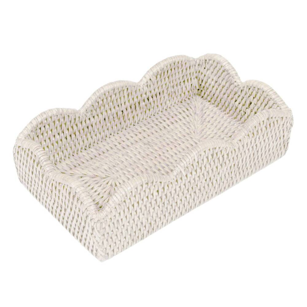 NEW CASPARI rattan guest towel holder in antique white